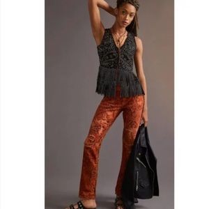 Pilcro Anthropologie The Slim Boyfriend Jeans Orange Motif Distressed Sz 28 NWT